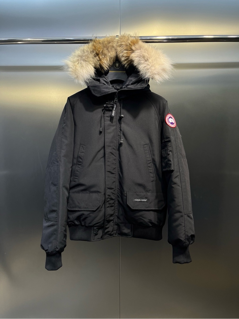 Canada Goose Black Puffer Jacket with Fur-Trim Hood
